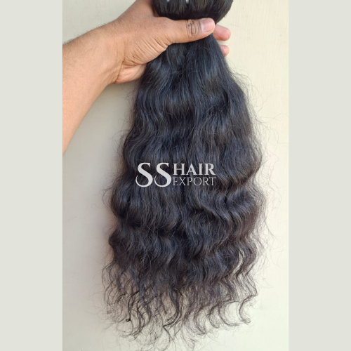 Indian Human Hair Raw Weft Wavy Hair Extensions Bundle, Size: 12-30Inches