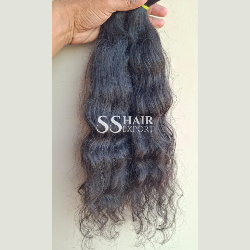 Indian Human Hair Raw Weft Wavy Hair Extensions Bundle, Size: 12-30Inches