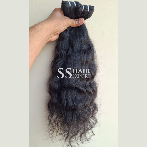 Indian Human Hair Raw Weft Wavy Hair Extensions Bundle, Size: 12-30Inches