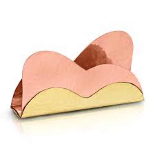NAPKIN HOLDER-Handcrafted Pure Copper Hammered Wave Tissue Paper Holder with Two-Tone Brass Base Stand