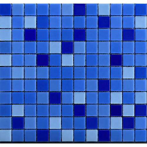 RM 6000 Glass Mosaic Tile - 300x300 mm, Blue Geometric Pixel Design | Waterproof, Frost Resistant, Stain Resistant, Eco-Friendly