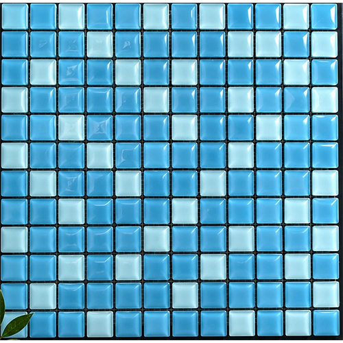 RM 4000 Glass Mosaic Tile - 300x300mm Blue Shades, Polished Glossy Finish, Slip Resistant, Frost Resistant