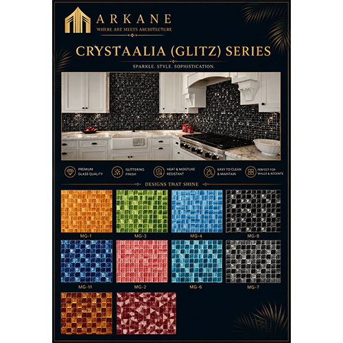 CRYSTAALIA Glass Mosaic Tile - 300x300 mm, Multi-Color, Glossy Glitz Finish | Water, Heat, Stain Resistant, Easy Maintenance