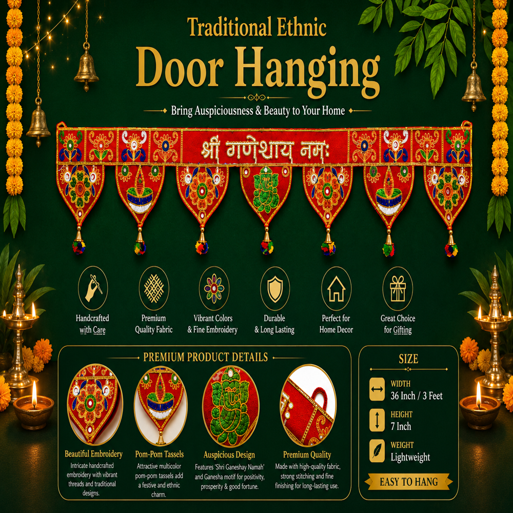 KRISHNA HANDLOOM Handmade Festival Door Hanging Decor M 18