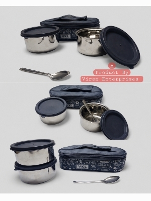 Double Wall Stainless Steel Lunch Box - Capacity: 600 Ml