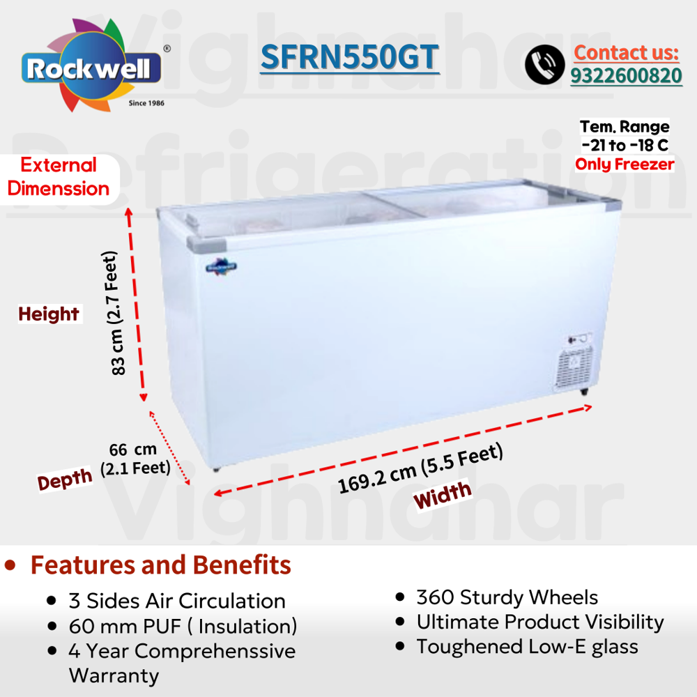 500 L Rockwell Glass Top Freezer
