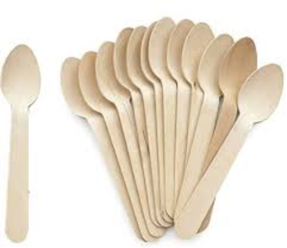 Wooden Spoon - Beechwood, 15cm Length X 3cm Width X 0.5cm Thickness | Light Brown, Ideal For Serving Ice Cream, Yogurt, Desserts, Condiments