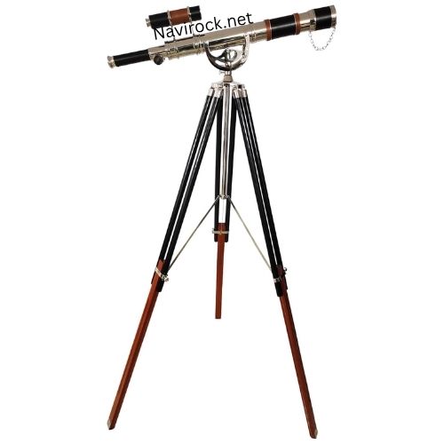 Anchor Master Nautical Double Barrel Telescope with Brown/Black Leather & Chrome Finish Floor Standing Tripod Design I Know the Plans I Have for You