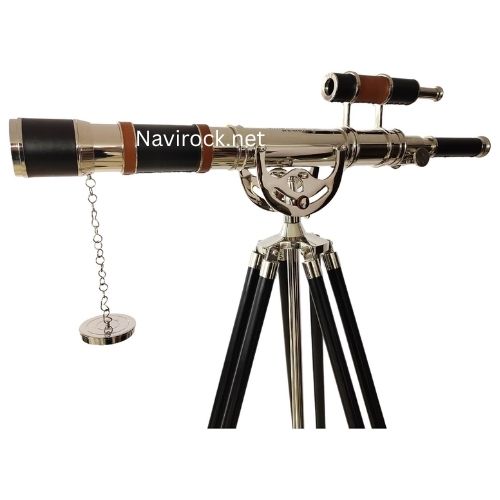 Anchor Master Nautical Double Barrel Telescope with Brown/Black Leather & Chrome Finish Floor Standing Tripod Design I Know the Plans I Have for You