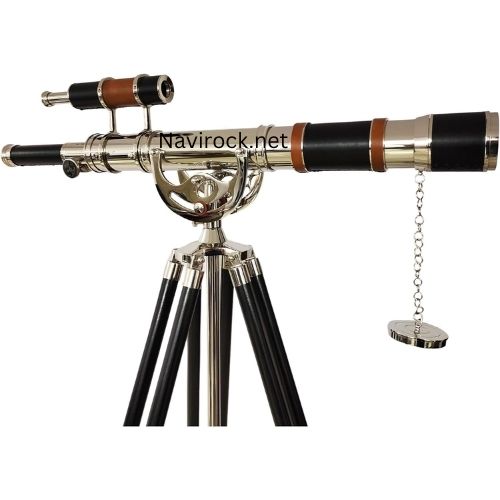 Anchor Master Nautical Double Barrel Telescope with Brown/Black Leather & Chrome Finish Floor Standing Tripod Design I Know the Plans I Have for You