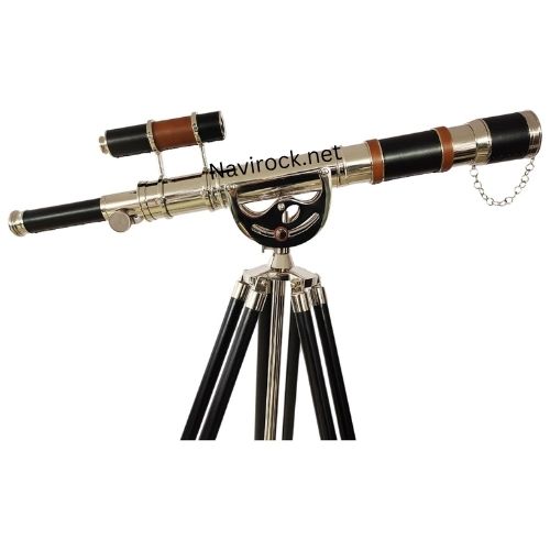 Anchor Master Nautical Double Barrel Telescope with Brown/Black Leather & Chrome Finish Floor Standing Tripod Design I Know the Plans I Have for You