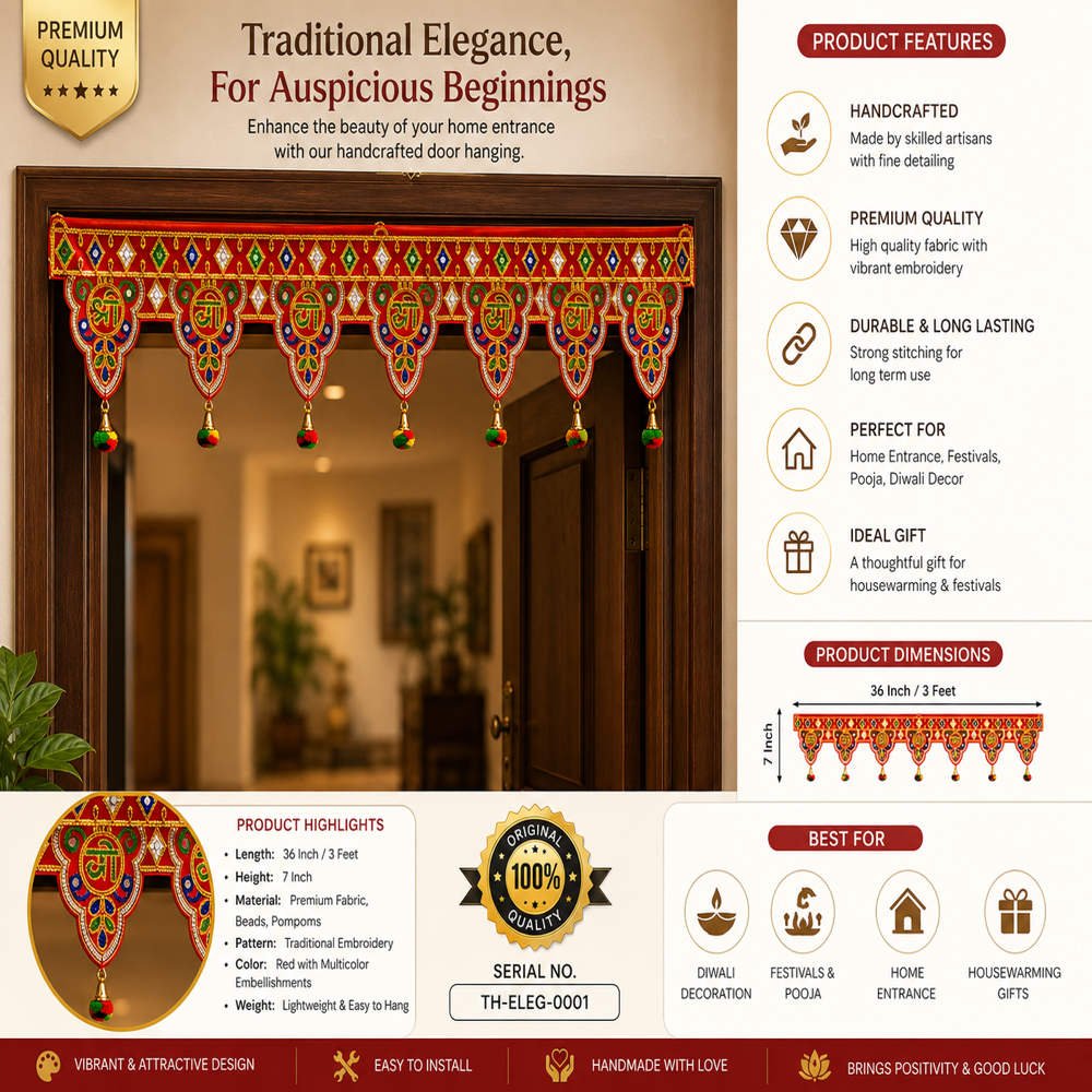 KRISHNA HANDLOOM Attractive Decorative Main Gate Art O 7