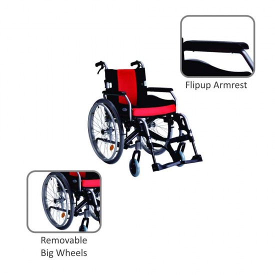 Vissco Superio Aluminium Wheelchair with Removable Big Wheels