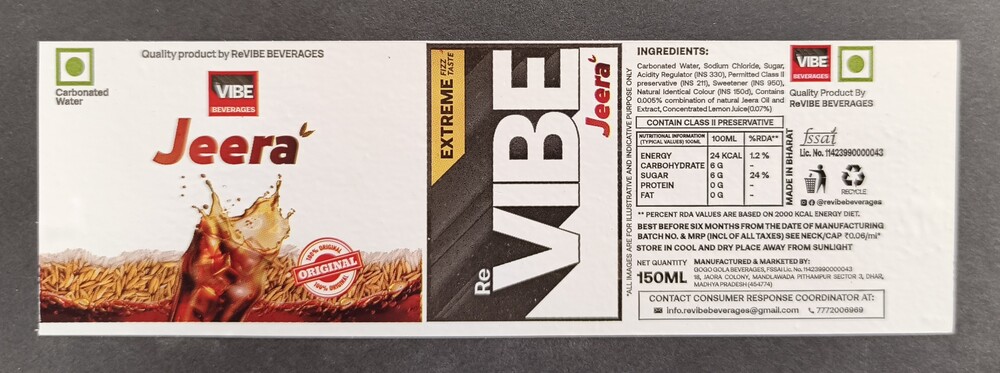 Jeera Beverage Labels - Color: White