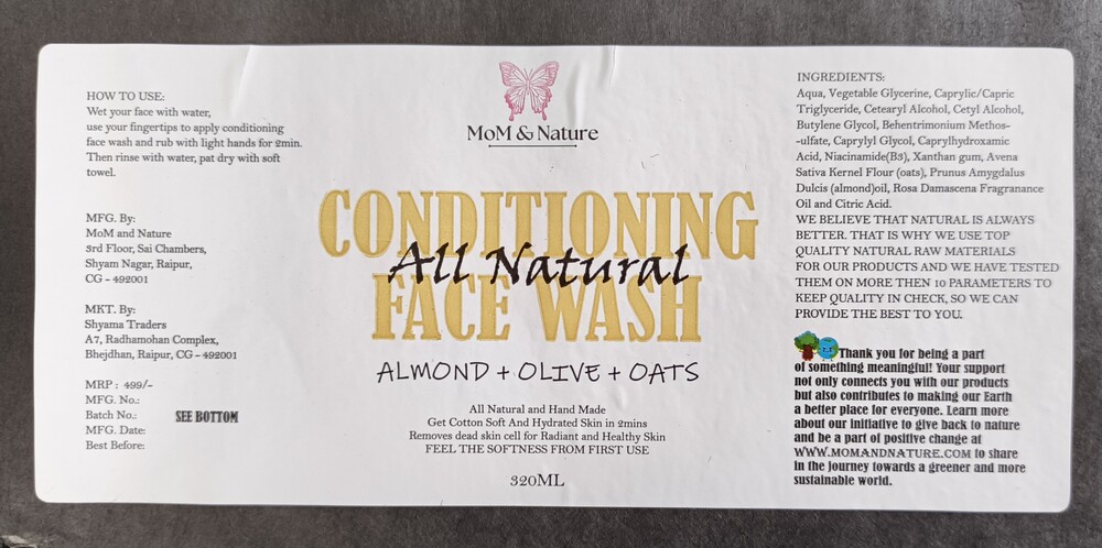 Conditioning Face Wash Cosmetics Labels