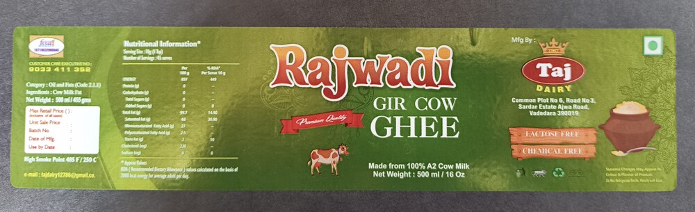 500 ML Gir Cow Ghee Labels