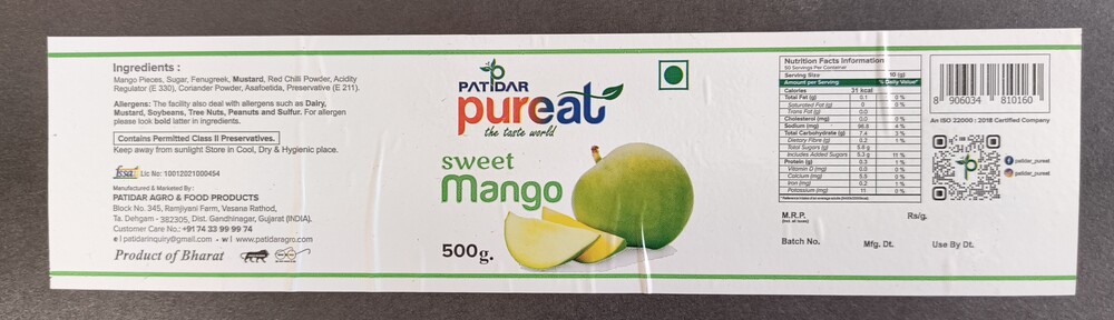 500 GM Sweet Mango Labels
