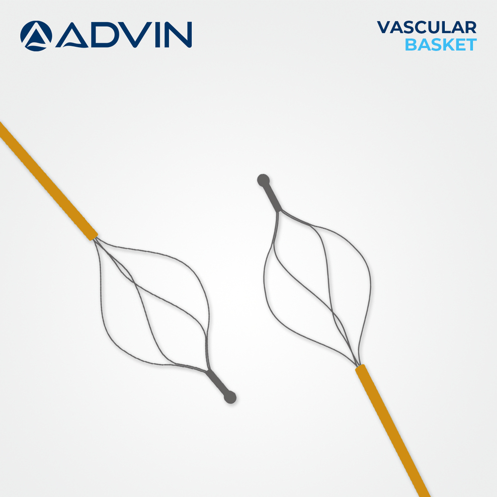 Vascular Retrieval Basket - Stainless Steel, 2-6mm, Silver Basket With Yellow Handle | Flexible Multi-wire, Radiopaque Tip, Ergonomic Non-slip Handle