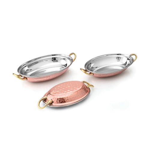 Oval Entree Dish Welded Handle  Oval Entre Dish With Brass Handles