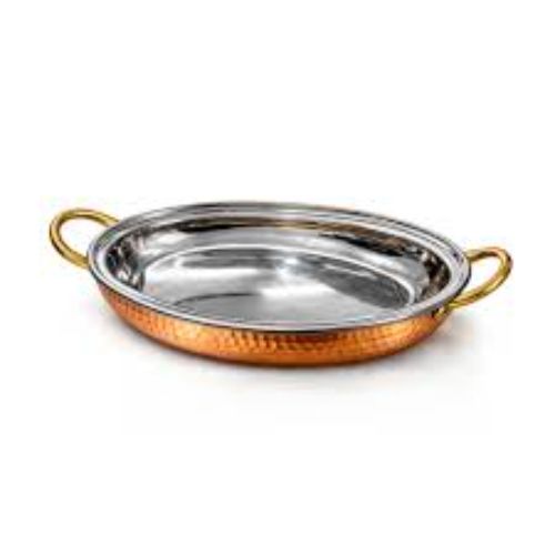 Oval Entree Dish Welded Handle  Oval Entre Dish With Brass Handles