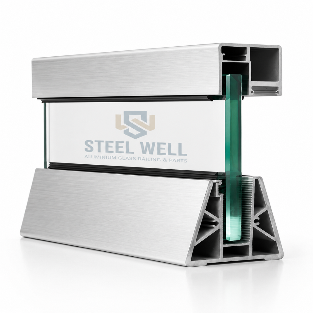 Anodised aluminium railing with color options, 50 x 50 mm LED Pipe with Triangle Feri