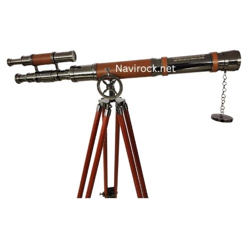 Vintage Style Brass Telescope with Wooden Tripod I Know the Plans Engraved Single Barrel Nautical Decor Shiny Black Chrome Finish