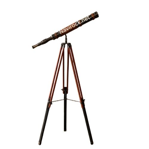 Vintage Style Brass Telescope with Wooden Tripod I Know the Plans Engraved Single Barrel Nautical Decor Shiny Black Chrome Finish