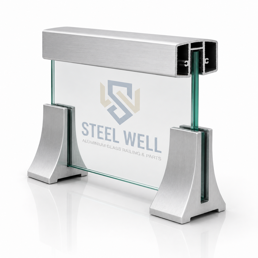 Aluminium railing for bungalow, 65 x 35 mm MS Pipe with Tower Bracket