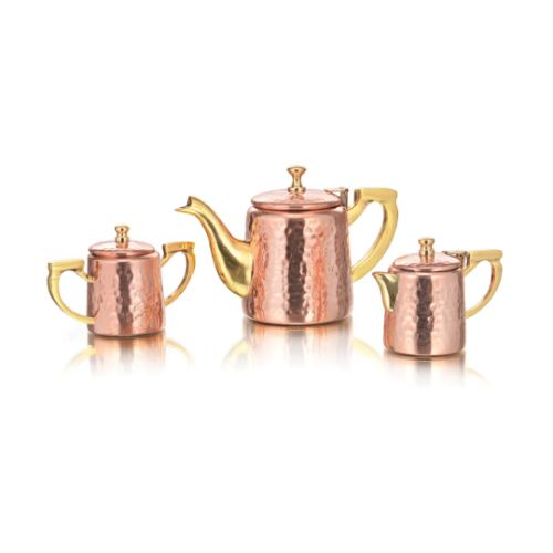 Tea Set ( 3 Pcs Set )-La Coppera Sauce Pan Brass Handle No. 1 - Capacity: 150 Milliliter (Ml)