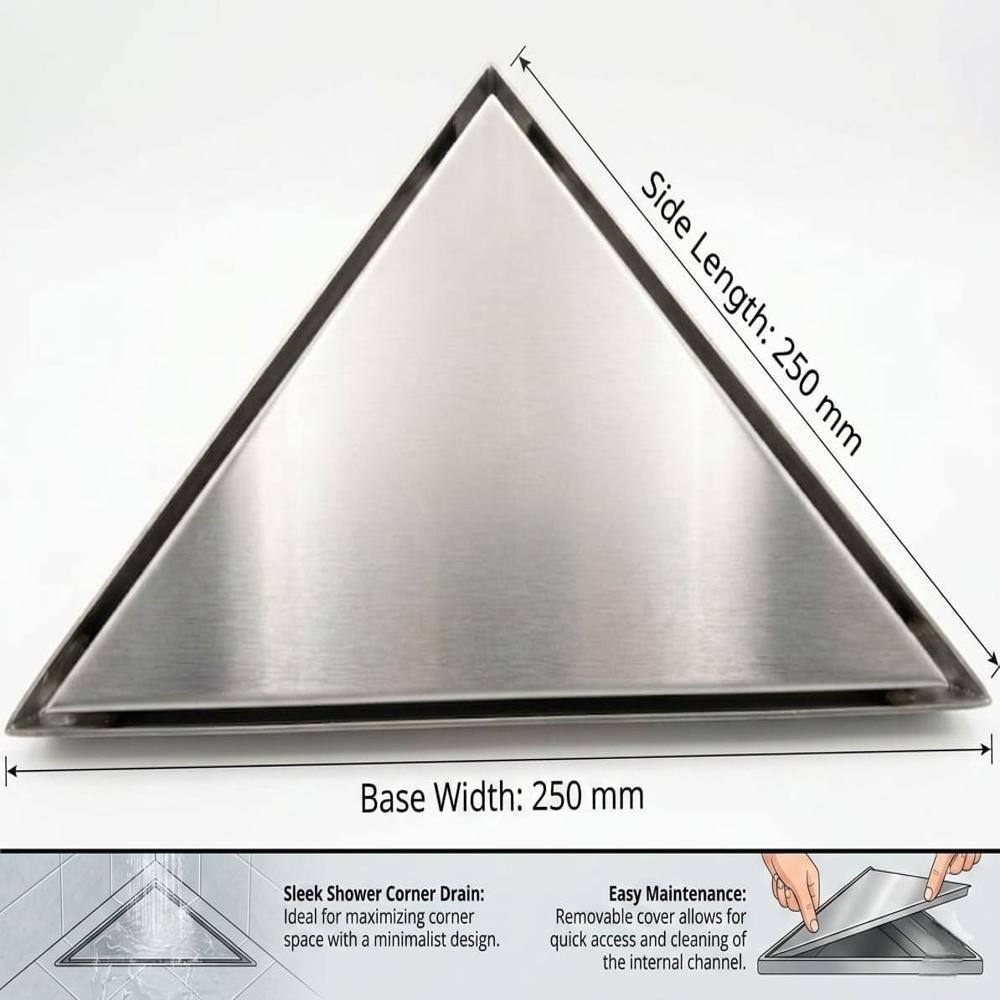 Vida Corner Drain Stainless Steel 304 Grade