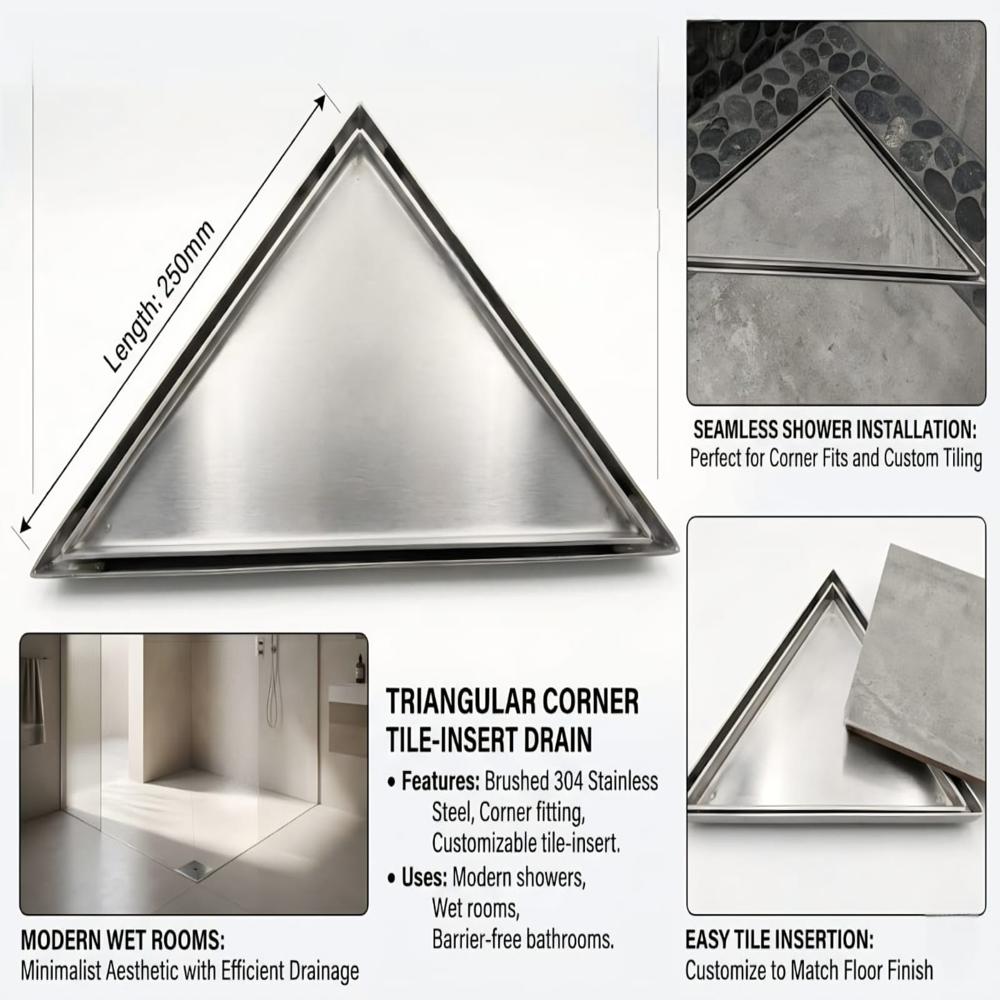 Vida Corner Drain Stainless Steel 304 Grade