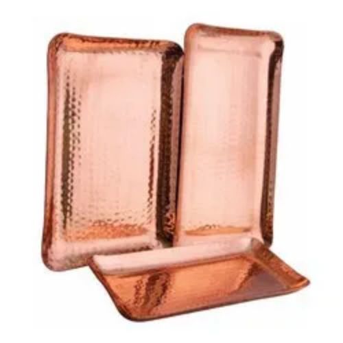 Square Platter-pure Copper Hammered Square Serving Trays