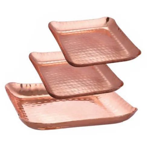 Square Platter-pure Copper Hammered Square Serving Trays