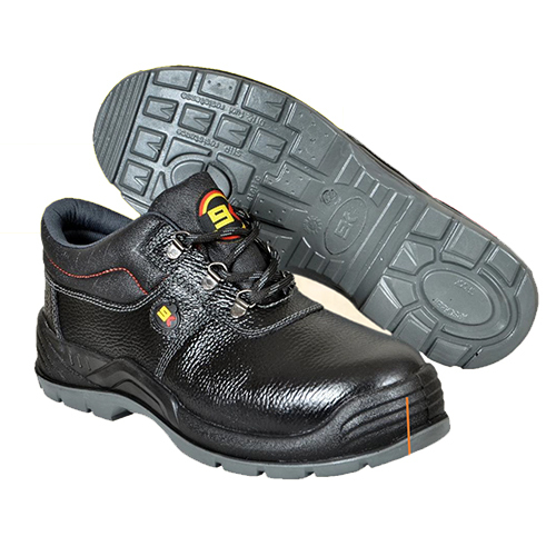Safety Shoe Mid Ankle - Model Jaguar - Color: Black With Orange Detailing
