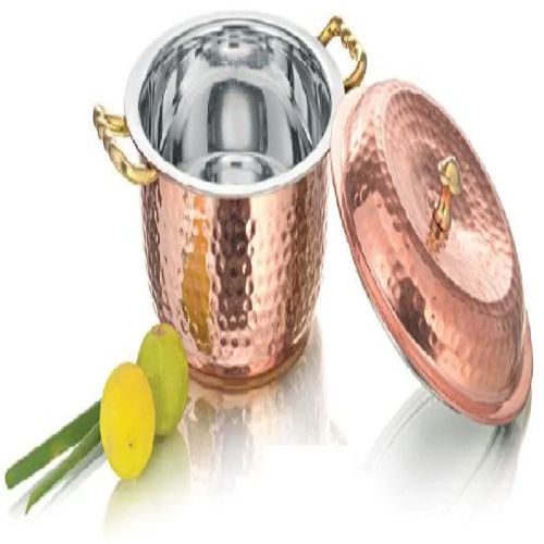 Serving Donga-indian Art Villa Steel Copper Hammered Design Handi/Casserole.