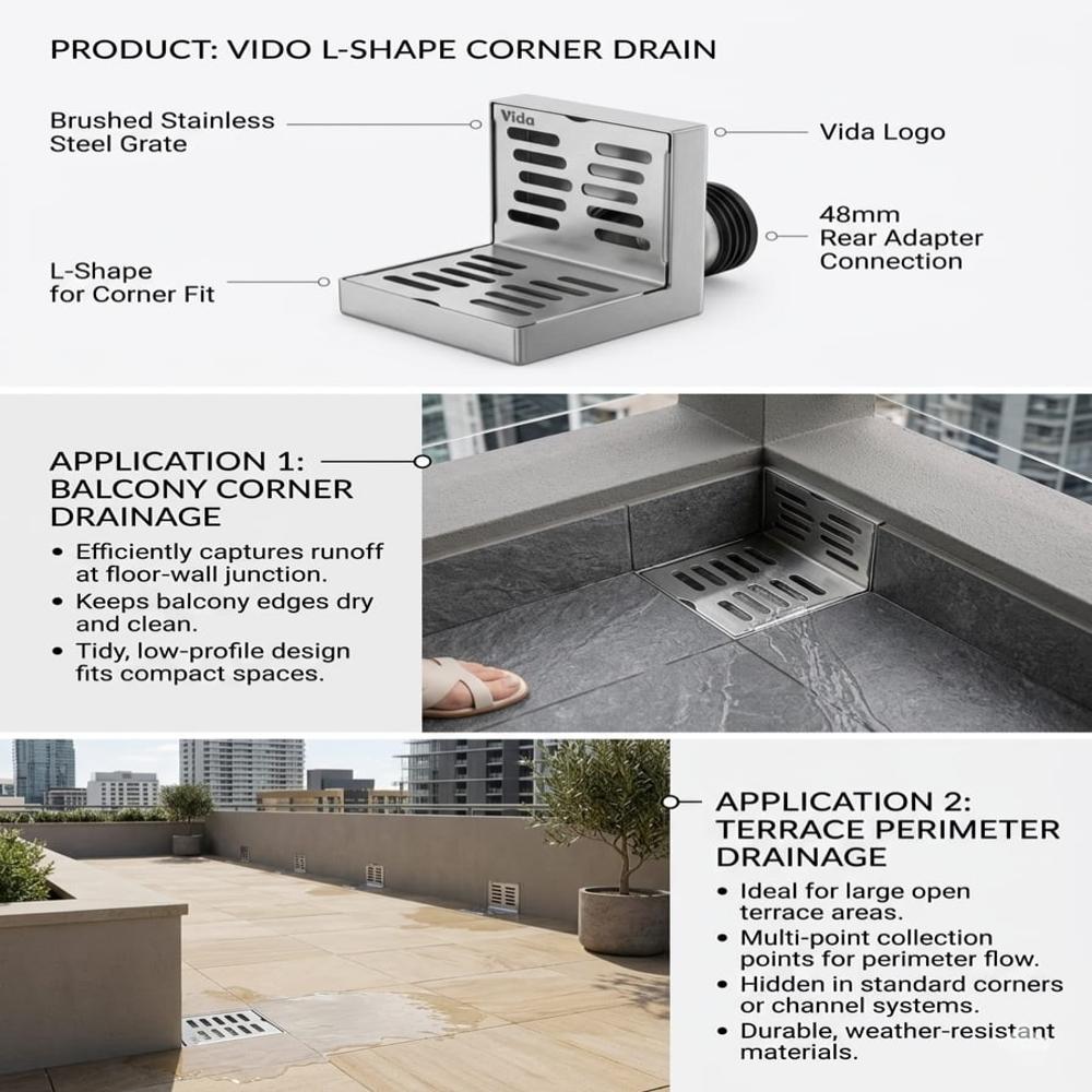 Balcony Drain - Color: Silver