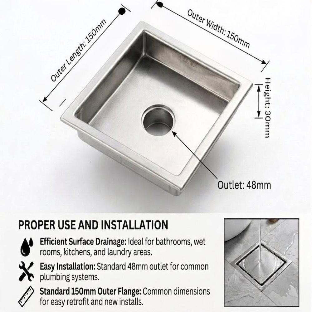 Square Clean Line Drain