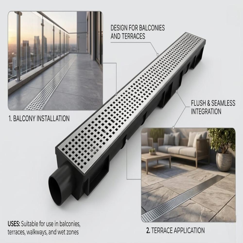 PVC & SS Channel Drain for Outdoor & Indoor Use