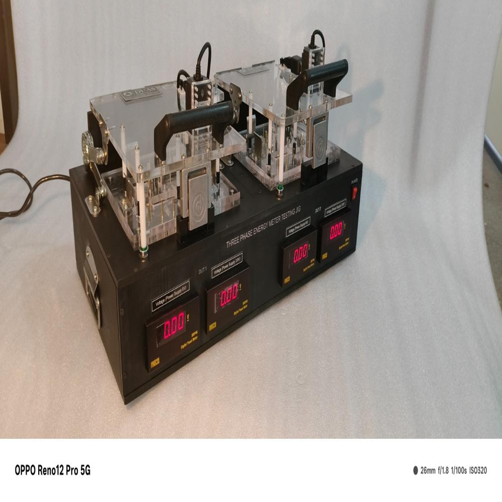Energy Meter Testing Jig - Stainless Steel & Acrylic, 500x350x220mm, Dual-channel Calibration | Isolated Testing, Digital Voltage Display, Over-current Protection
