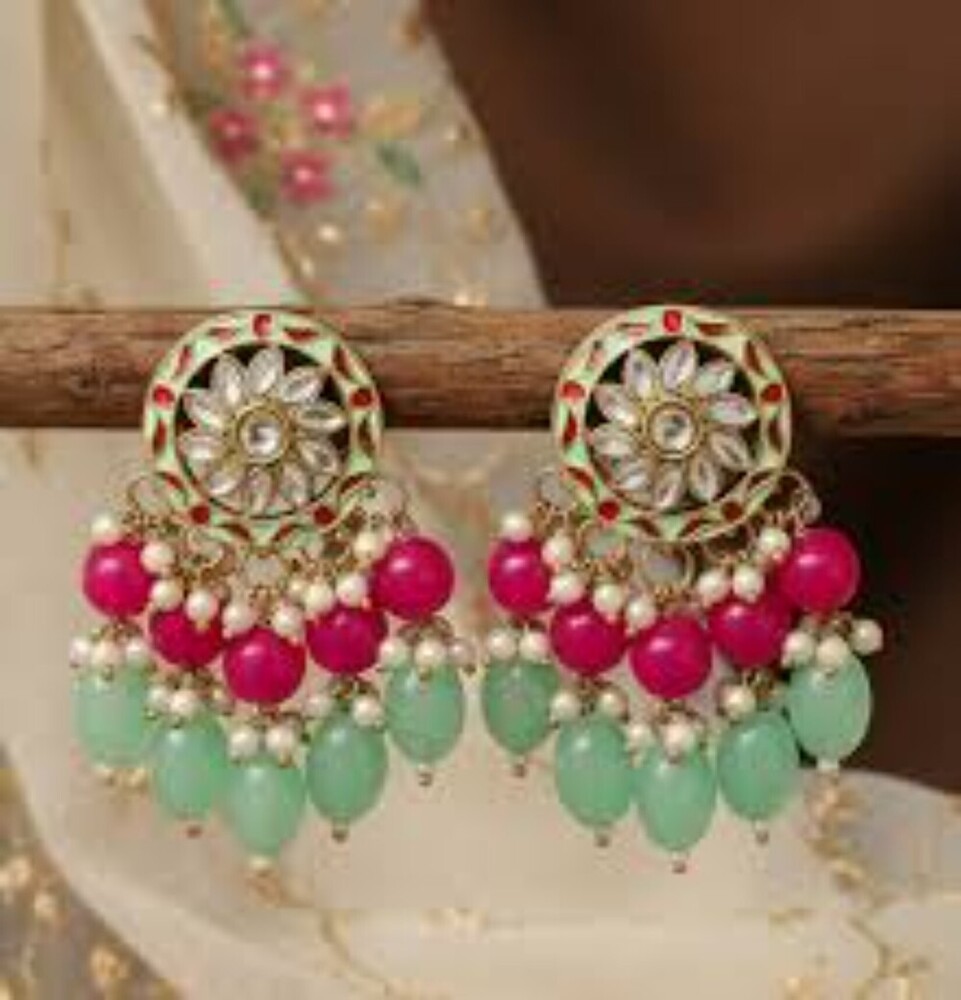 Rani Pink Floral Dangle Earrings