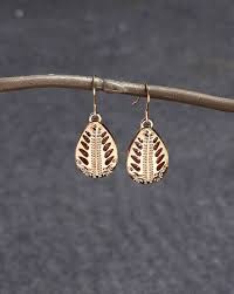 Gold Filigree Leaf Drop Earrings