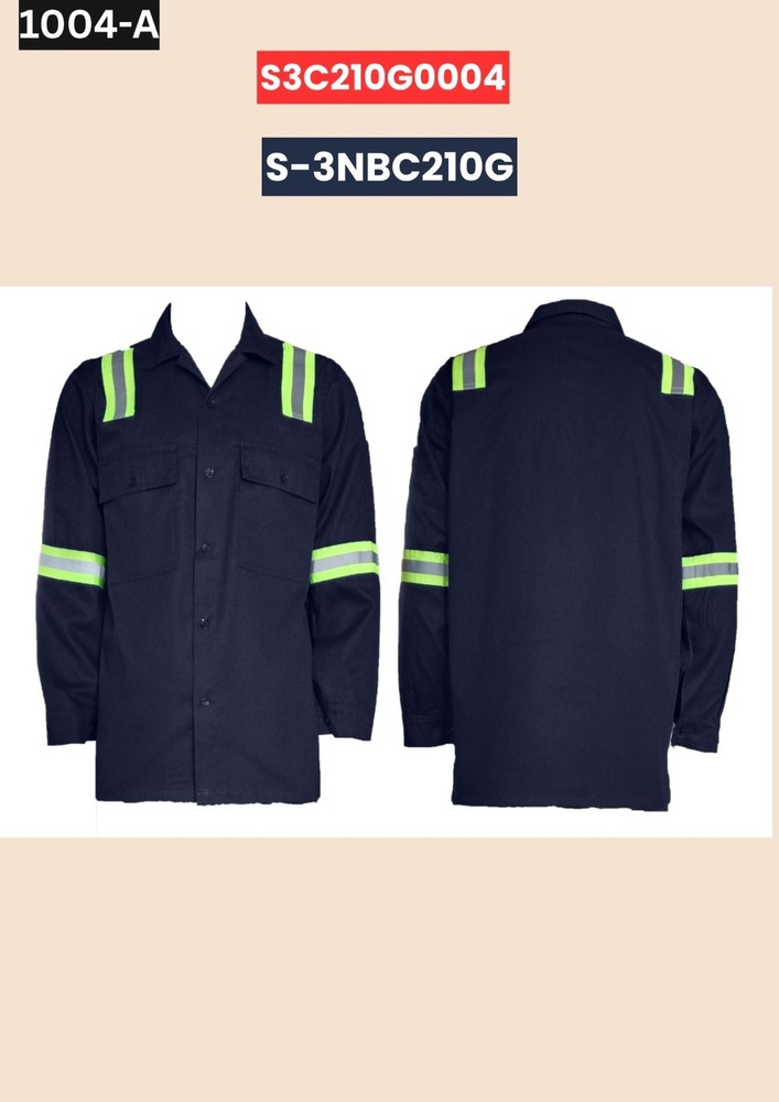 Navy Blue Hi-Vis Reflective Work Shirt