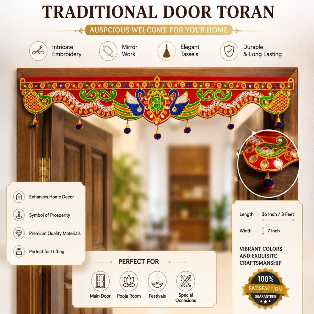 Krishna Handloom Elegant Decorative Festival Door Hanging  Q 13 - Color: Red