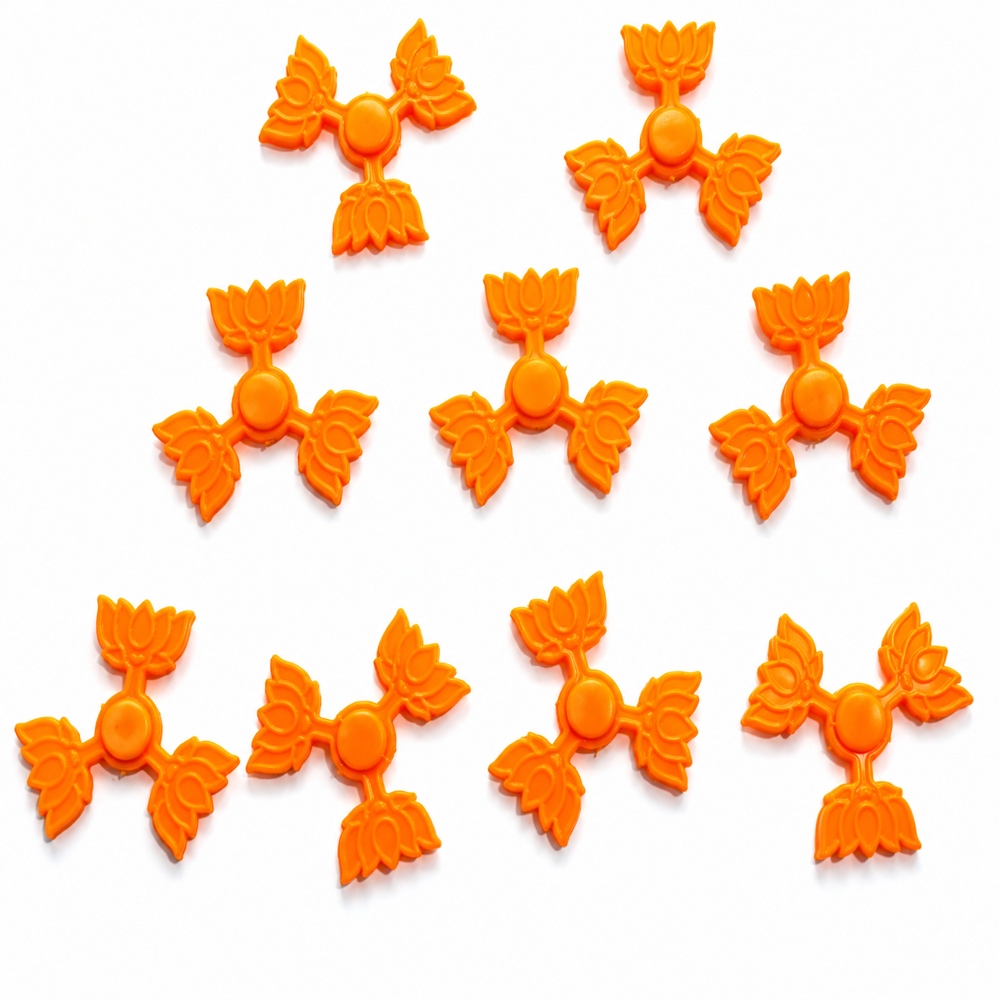 Promotional Fidget Spinner - Durable Abs Plastic, Pocket-size, Bright Orange, Three-arm Lotus Petal Design, Custom Logo Available