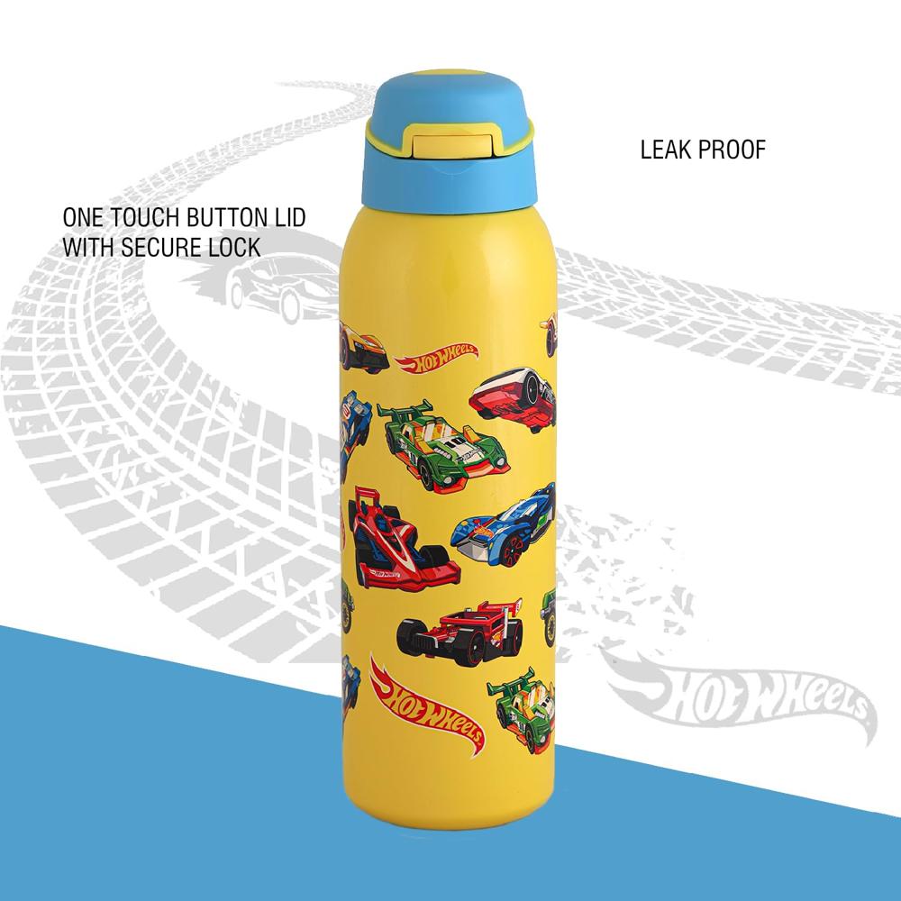 Cello Gym Star Toons Thermosteel Water Bottle for Kids, 650ml, Yellow | 24 Hours Hot and Cold Flask | Leak Proof | Office Bottle | Sports | Home | Kitchen | Hiking | Travel