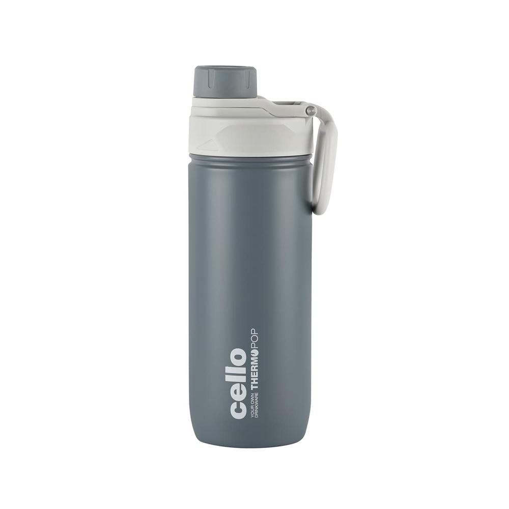 CELLO POP Insulated Stainless Steel Hot & Cold Flask for Daily Use 600 ml, Grey | Double Wall Vacuum Insulated Easy to Carry Stylish Spillproof & Leakproof Flask Water Bottle for Biking, Gym & Office