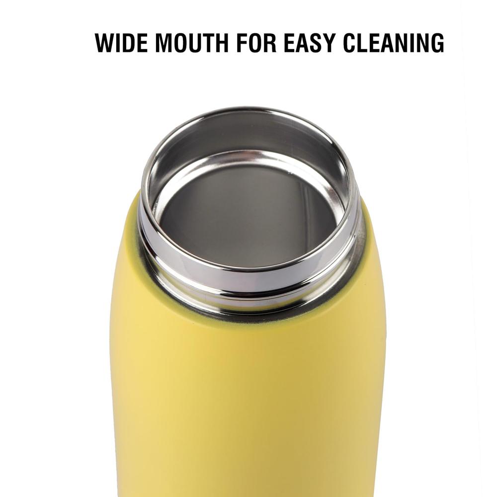 Cello Mom Insulated Thermosteel Flask 350ml, Yellow | ISI Certified Double Walled Vacuum Insulated Mug | Leak Proof, Easy Carry Detachable Strap |Perfect For Hot Water Tea Coffee Soup & Cold Beverages