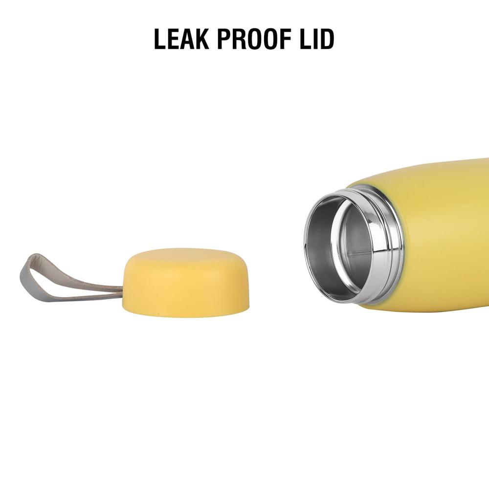 Cello Mom Insulated Thermosteel Flask 350ml, Yellow | ISI Certified Double Walled Vacuum Insulated Mug | Leak Proof, Easy Carry Detachable Strap |Perfect For Hot Water Tea Coffee Soup & Cold Beverages