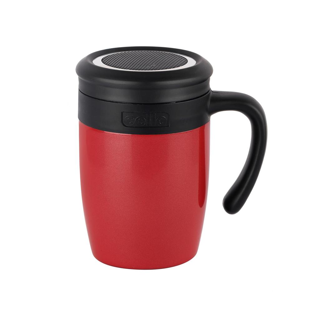Cello Lexus Stainless Steel Double Walled Vacusteel Mug | Hot and Cold Vacuum Insulated for Travel, Home, Office | 550ml, Red