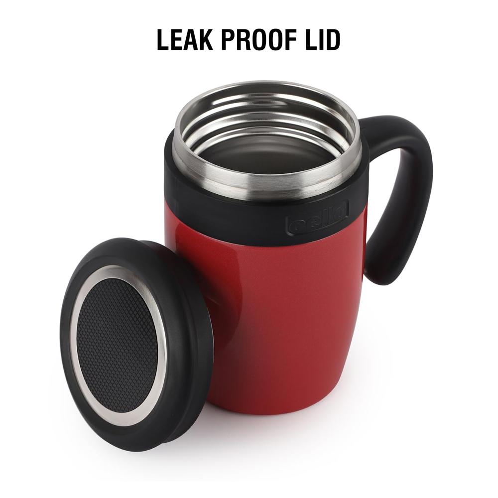 Cello Lexus Stainless Steel Double Walled Vacusteel Mug | Hot and Cold Vacuum Insulated for Travel, Home, Office | 550ml, Red
